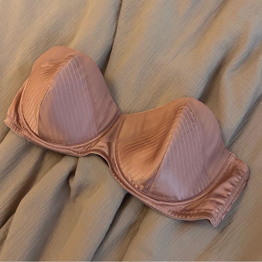 fleur du mal pink topstitch convertible strapless bra 36dd